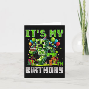 Funny 7 Year Old 7th Birthday Pixel Art Gamer Boys Card