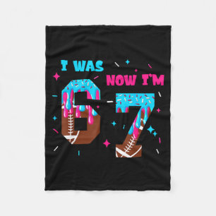 Funny 7 Year Old Birthday Football Ice Cream Drip Fleece Blanket