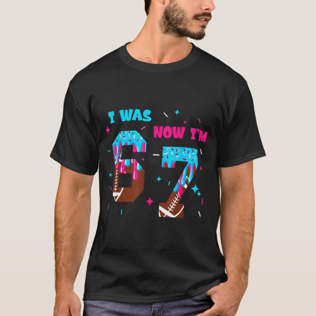 Funny 7 Year Old Birthday Football Ice Cream Drip  T-Shirt (Front)