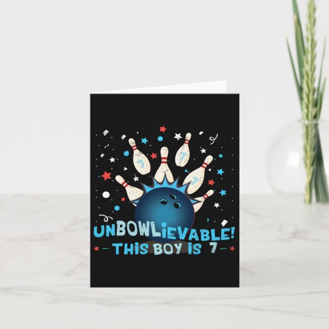 Funny 7th Birthday Bowling Lover Graphic For Boys  Card (Front)