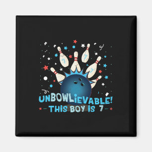 Funny 7th Birthday Bowling Lover Graphic For Boys Magnet