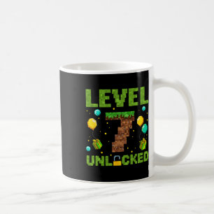 Funny 7th Birthday Boy Gamer Level 7 Unlocked Pixe Coffee Mug