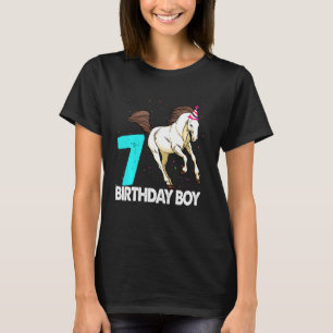 Funny 7th Birthday Boy Shirt Horses Crazy Party