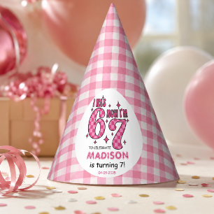 Funny 7th Birthday “I Was 6, Now 7” Party Hat