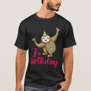 Funny 7th Birthday Sloth Themed 7 Years Old Animal T-Shirt