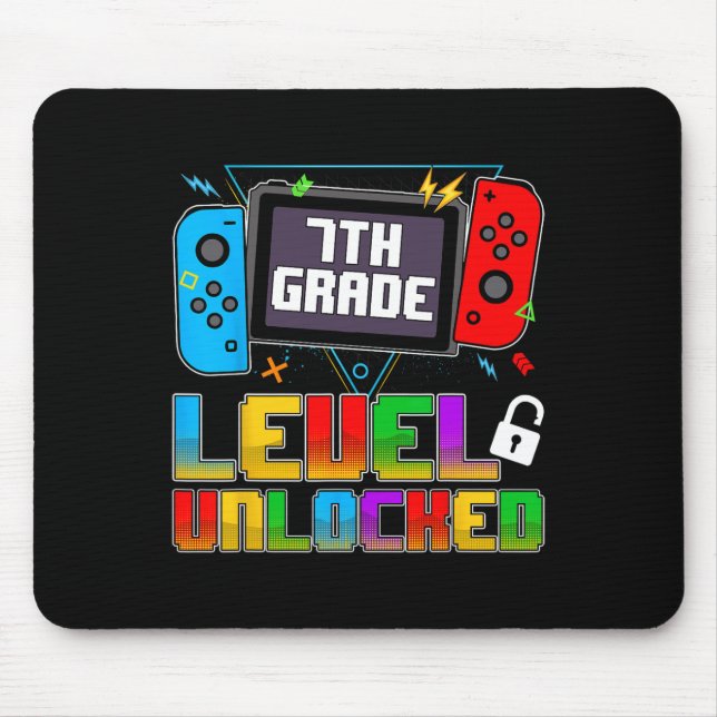 Funny 7th Grade Level Unlocked Gamers Ck To School Mouse Pad (Front)
