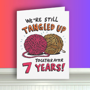 Funny 7th Wedding Anniversary Tangled wool Card