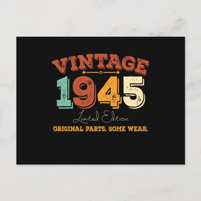 Funny 80 Year Old 1945 Vintage 80th Birthday Gift Postcard (Front)