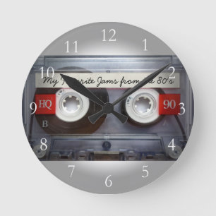 Funny 80's Cassette Tape, Personalised Round Clock