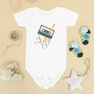 Funny 80s Music Retro Cassette Tape Baby Bodysuit