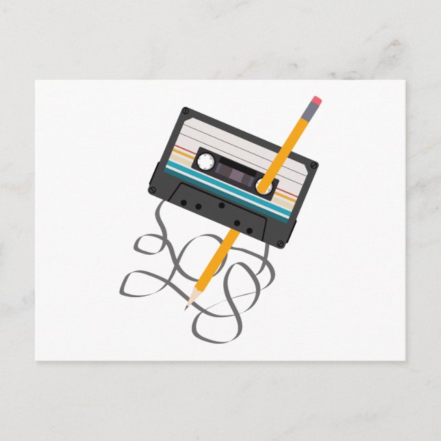 Funny 80s Music Retro Cassette Tape Holiday Postcard (Front)