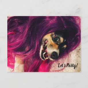 Funny 80s Punk Rock Corgi Dog Party Invitation Postcard