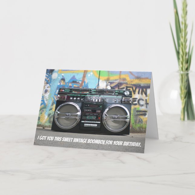 Funny 80s Retro Boombox Birthday Card (Front)