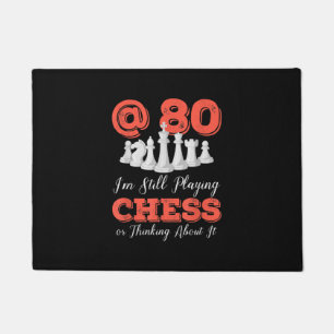 Funny 80th Birthday Gift - 80 Year Old Chess Queen Doormat