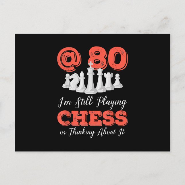 Funny 80th Birthday Gift - 80 Year Old Chess Queen Invitation Postcard (Front)