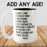 Funny 80th Birthday Hilarious Old Age Joke Custom Two-Tone Coffee Mug<br><div class="desc">Celebrate his 80th birthday with laughter! This funny coffee mug makes the perfect gift for men who embrace aging with humour. Featuring the hilarious quote: "I came. I saw. I forgot what I was doing. I went back. I got distracted. When did I turn 80?! Is this my cup? What's...</div>