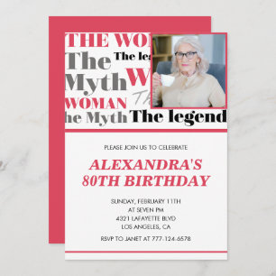 Funny 80th birthday invitation Photo Myth Legend