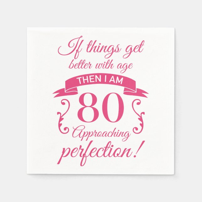 Funny 80th Birthday 'Perfection' Napkin (Front)