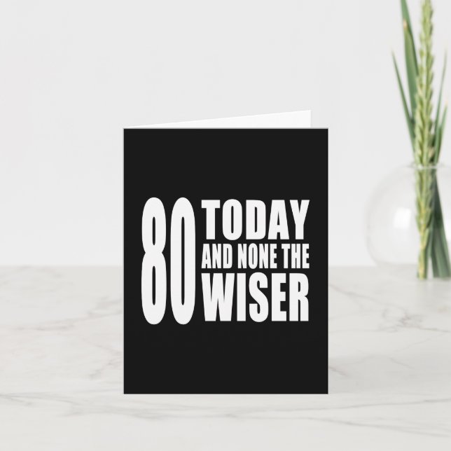 Funny 80th Birthdays : 80 Today and None the Wiser Card (Front)