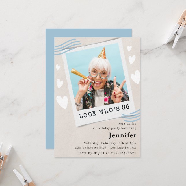 Funny 86th birthday invitations Photo (Front/Back In Situ)