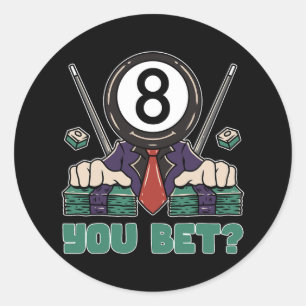 Funny 8 Ball Billiard Pool Player Eight Ball Billi Classic Round Sticker