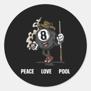 Funny 8 Ball Billiard Pool Player Eight Ball Billi Classic Round Sticker