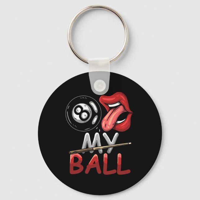 Funny 8 Ball Billiard Pool Player Eight Ball Billi Key Ring (Front)