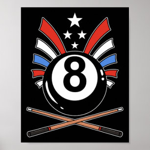 Funny 8 Ball Billiard Pool Player Eight Ball Billi Poster