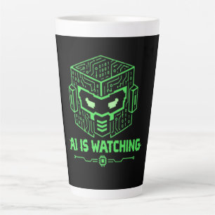  Funny 8-Bit Pixel Robot AI Is Watching Retro Game Latte Mug
