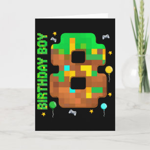 Funny 8th Birthday Pixel Game Birthday Boy 8 Year  Card