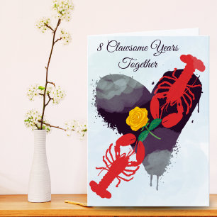 Funny 8th Wedding Anniversary Lobster Card Couple