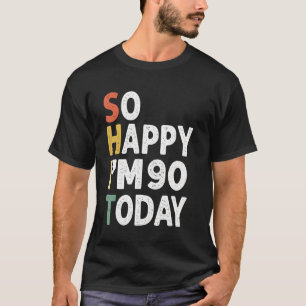 funny 91 Years Old Birthday Vintage So Happy Im 91 T-Shirt