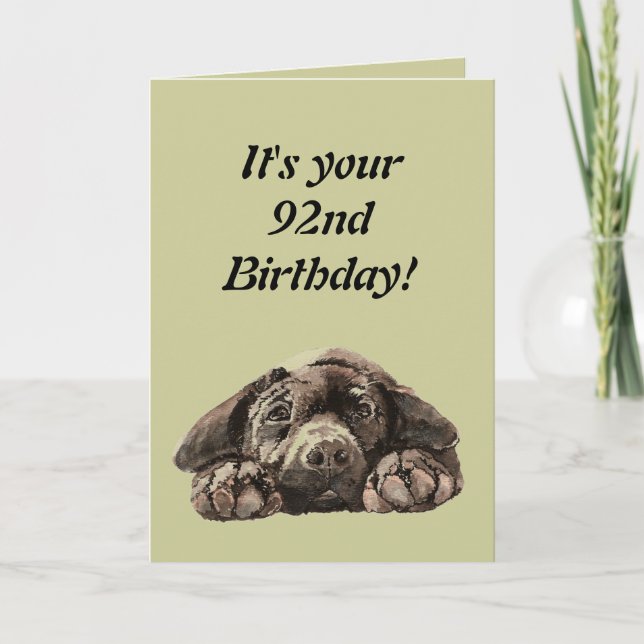 Funny 92nd Birthday Customise Labrador Retriever Card (Front)
