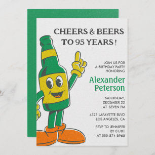 Funny 95th birthday invitations Beer Vintage Men