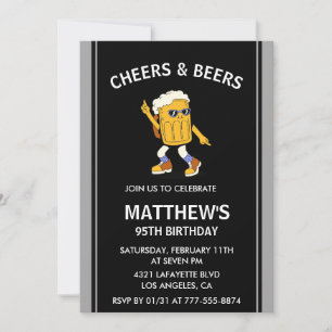 Funny 95th birthday invitations Cheers and Beers 