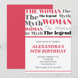 Funny 96th birthday invitations the Myth Legend