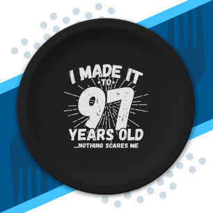 Funny 97th Birthday Quote Sarcastic 97 Year Old Paper Plate
