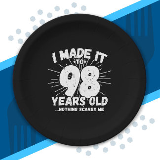 Funny 98th Birthday Quote Sarcastic 98 Year Old Paper Plate