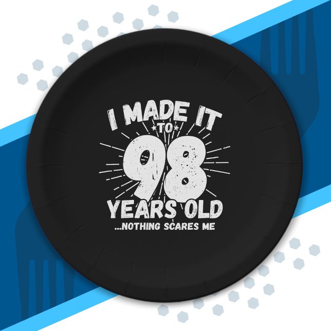 Funny 98th Birthday Quote Sarcastic 98 Year Old Paper Plate (Creator Uploaded)
