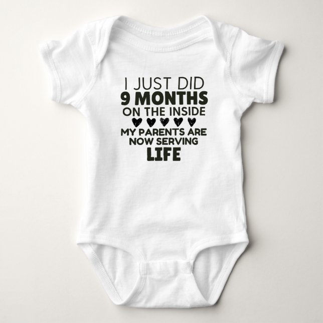 Funny 9 Months on the Inside Baby Bodysuit (Front)