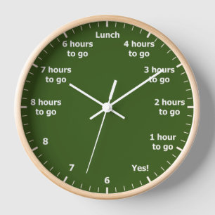 Funny 9 to 5 Work Hour Countdown Green Office Clock