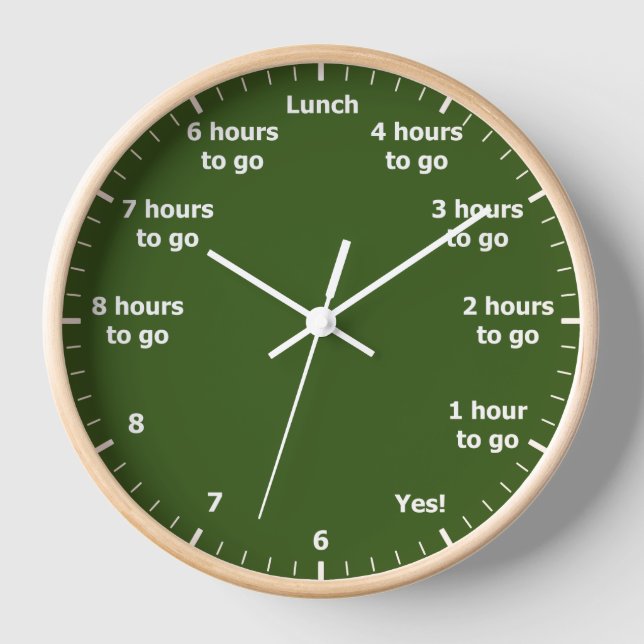 Funny 9 to 5 Work Hour Countdown Green Office Clock (Front)