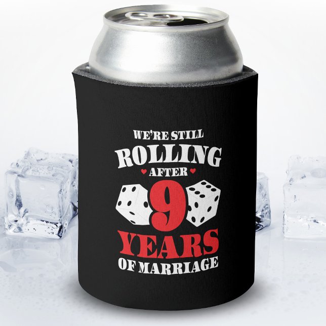 Funny 9th Anniversary Couples Married 9 Years Can Cooler (Creator Uploaded)