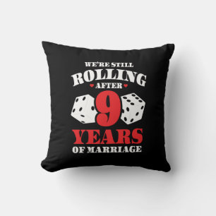 Funny 9th Anniversary Couples Married 9 Years Cushion
