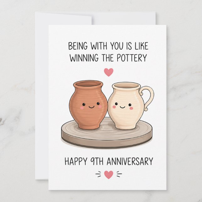 Funny 9th Anniversary | Pottery Anniversary Card (Front)