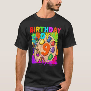 Funny 9Th Birthday Boy Art Painting B-Day 9 Year O T-Shirt