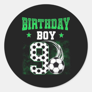 Funny 9th Birthday Boy Soccer Theme Party 9 Year O Classic Round Sticker