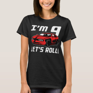 Funny 9th Birthday Gift Boy Kid Race Car Driver 9  T-Shirt