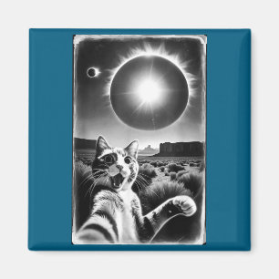 Funny A Cat Taking Selfie Solar Eclipse Magnet