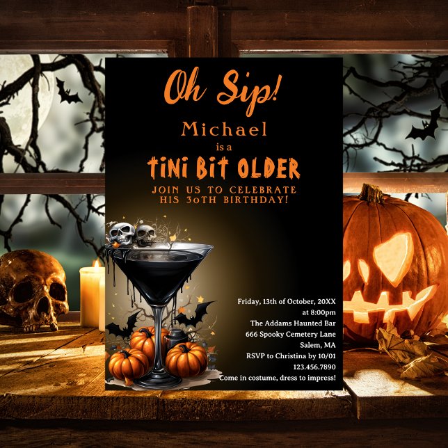 Funny A Tini Bit Older Halloween Birthday Party Invitation (Creator Uploaded)